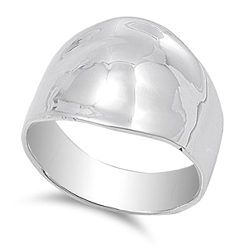 High Polish Wide Dome Large Ring 925 Sterling Silver Band Jewelry ...