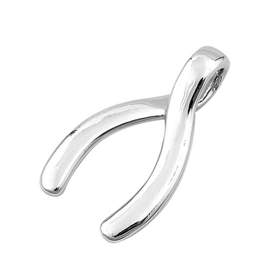 High Polish Wishbone Pendant .925 Sterling Silver Loop Knot Bone Charm Jewelry Female Unisex