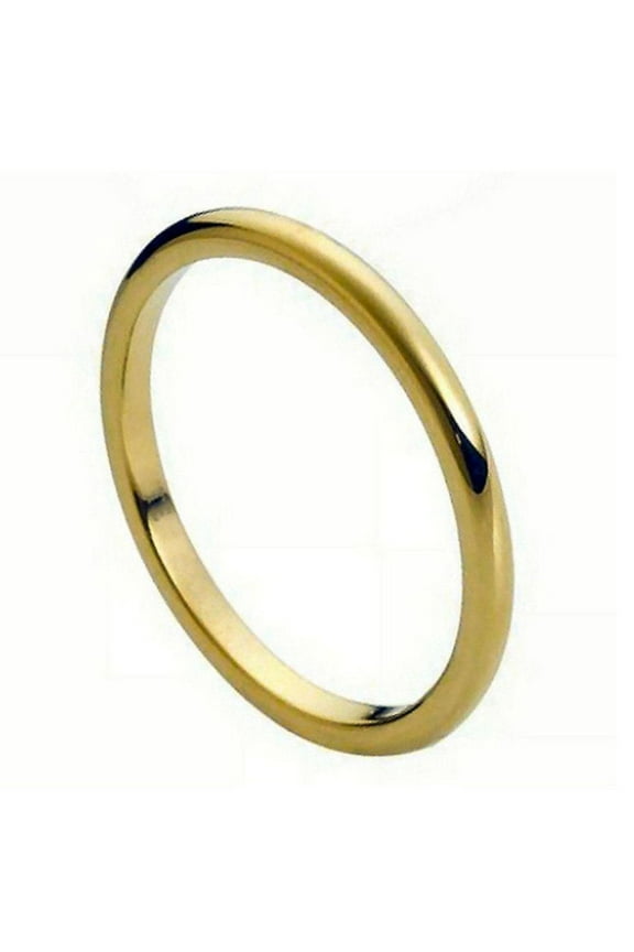 High Polish Yellow Gold Plated Tungsten Thin Wedding Band Ring Size 5