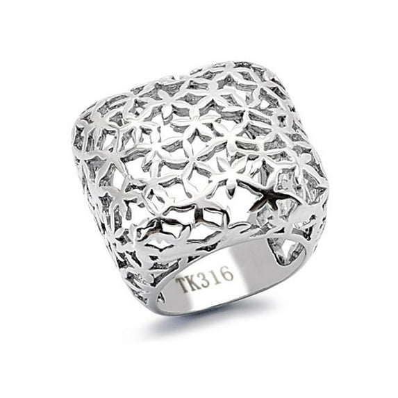 High Polished 25mm Wide Square Stainless Steel 316 Fashion Ring Women's Size 5