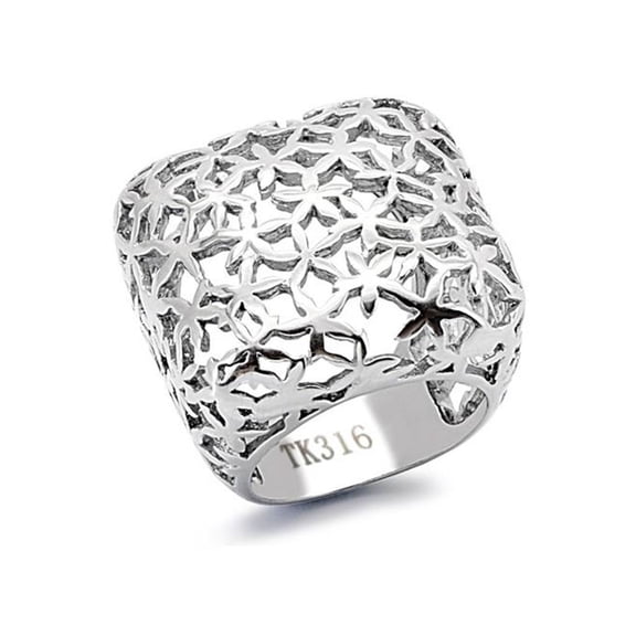 High Polished 25mm Wide Square Stainless Steel 316 Fashion Ring Women's Size 8