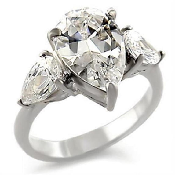 High-Polished 925 Sterling Silver Ring with AAA Grade CZ, Clear - Size 10