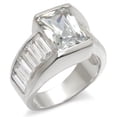 thumbnail image 1 of High-Polished 925 Sterling Silver Ring with AAA Grade CZ, Clear - Size 5, 1 of 1