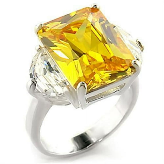 High-Polished 925 Sterling Silver Ring with AAA Grade CZ in Citrine for Women Style LOAS828