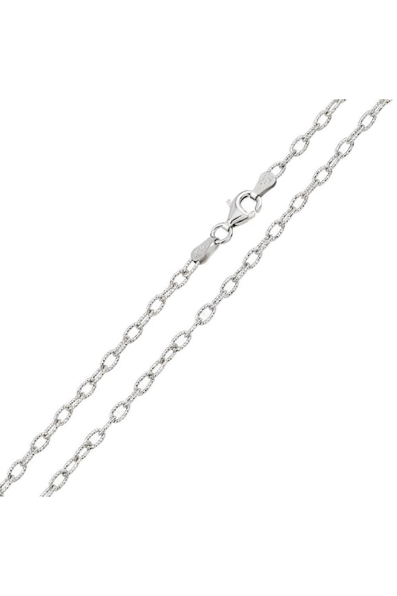 High Polished 925 Sterling Silver Wire Oval Loop 060 Chain 2.8mm Made in Italy 16" Jewelry Female