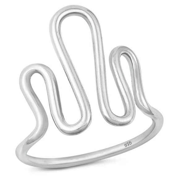 High Polished Abstract Freeform Ring .925 Sterling Silver Band Jewelry Female Male Unisex Size 6