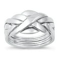 thumbnail image 1 of High Polished Complex Puzzle Ring .925 Sterling Silver Band Jewelry Female Male Unisex Size 6, 1 of 4