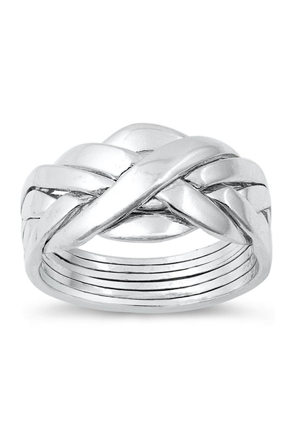 High Polished Complex Puzzle Ring .925 Sterling Silver Band Jewelry Female Male Unisex Size 6