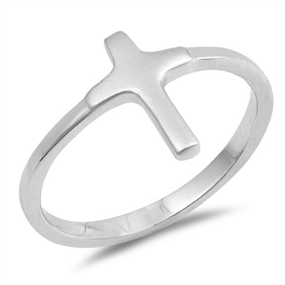 High Polished Cross Christian Ring .925 Sterling Silver Band Jewelry Female Male Unisex Size 8