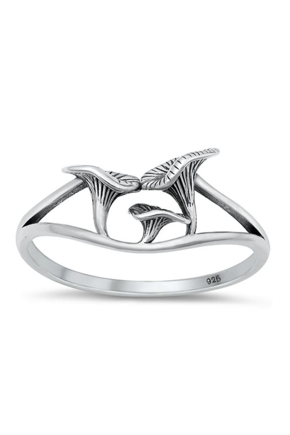 High Polished Mushroom Ring .925 Oxidized Sterling Silver Band Jewelry Female Male Unisex Size 6
