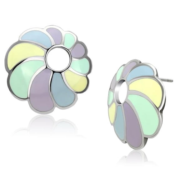 High Polished No Plating Stainless Steel Earrings with Epoxy, Multi Color