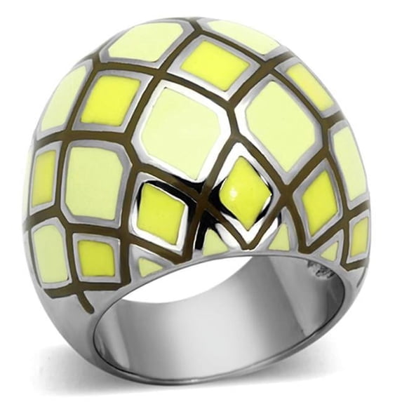 High Polished No Plating Stainless Steel Ring with Epoxy, Multi Color - Size 5