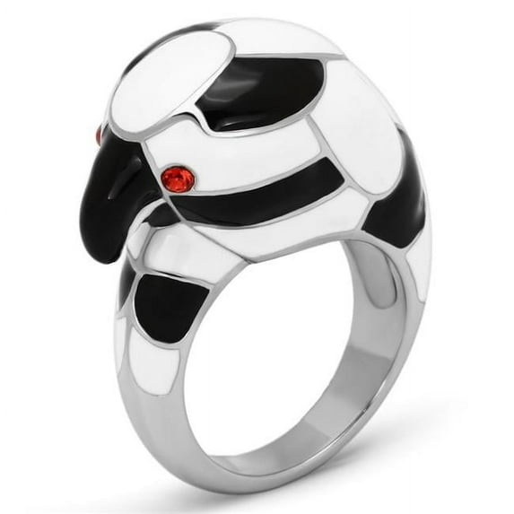High Polished No Plating Stainless Steel Ring with Top Grade Crystal, Orange - Size 9