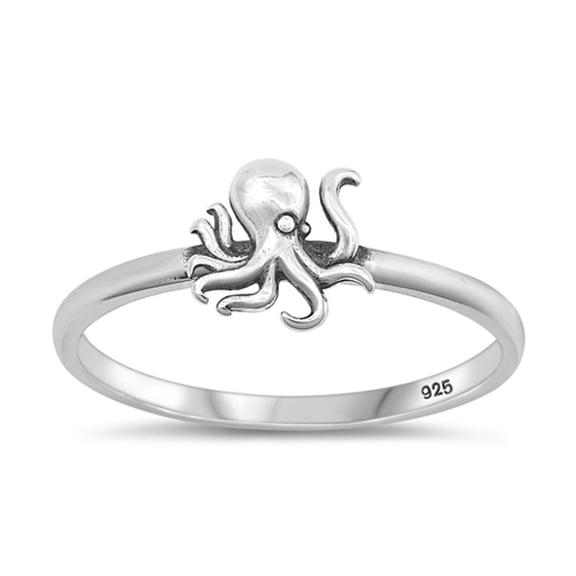 High Polished Octopus Ring 925 Beach Sterling Silver Band Jewelry Female Male Unisex Size 7