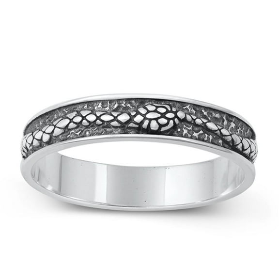 High Polished Oxidized Snake Ring .925 Sterling Silver Band Jewelry Female Male Unisex Size 5