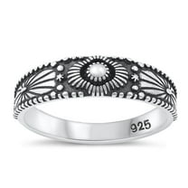 High Polished Oxidized Sun Ring .925 Sterling Silver Band Jewelry Female Male Unisex Size 10