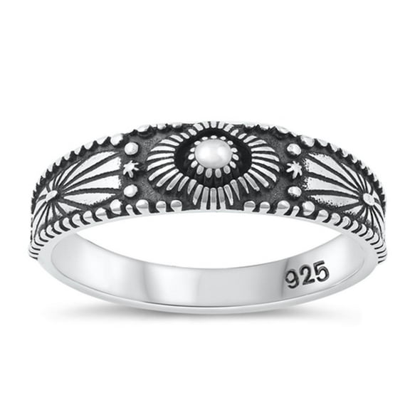 High Polished Oxidized Sun Ring .925 Sterling Silver Band Jewelry Female Male Unisex Size 10