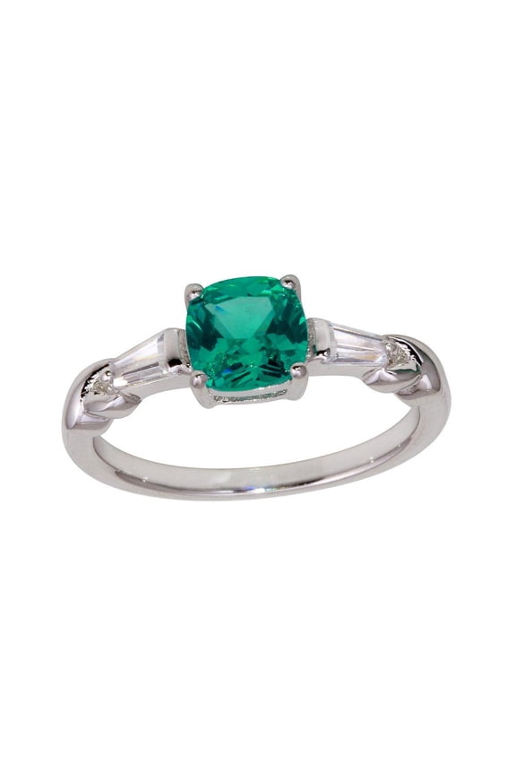 High Polished Rhodium Plated 925 Sterling Silver Teal Ring Band Blue CZ Jewelry Female Size 9
