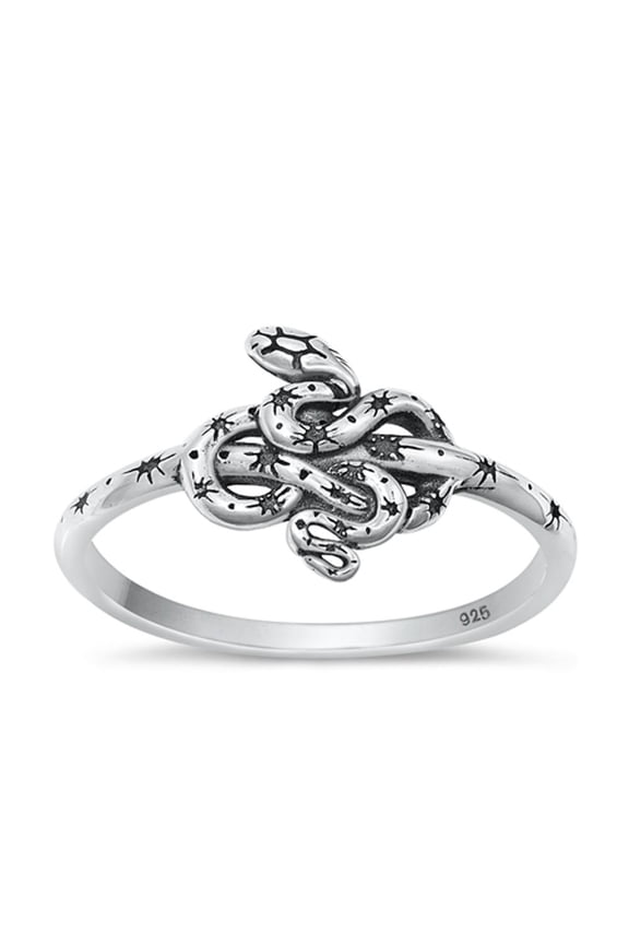High Polished Snake Ring .925 Oxidized Sterling Silver Band Jewelry Female Male Unisex Size 8