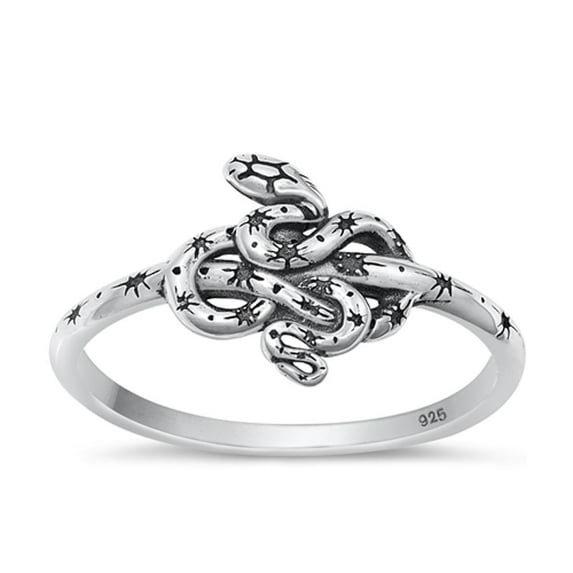 High Polished Snake Ring .925 Oxidized Sterling Silver Band Jewelry Female Male Unisex Size 9