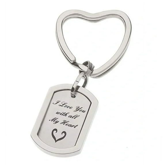 High Polished Stainless Steel I Love You with All My Heart Couples Heart Shaped Key Ring, Perfect Gift for Valentine's Day, Birthday, Graduation, Christmas, or Any Season