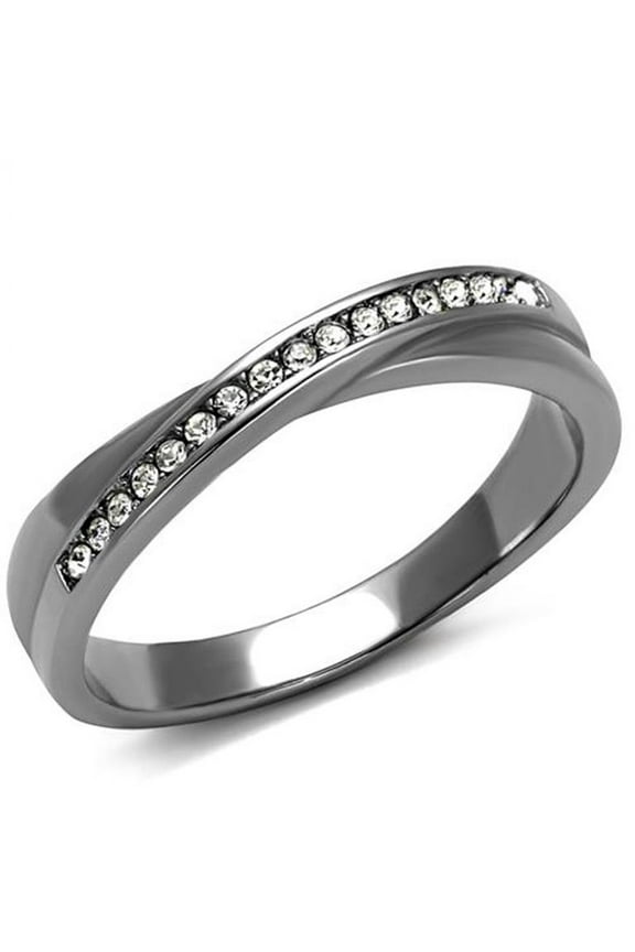 High Polished Stainless Steel Top Grade Crystal Fashion Ring Women's Size 7
