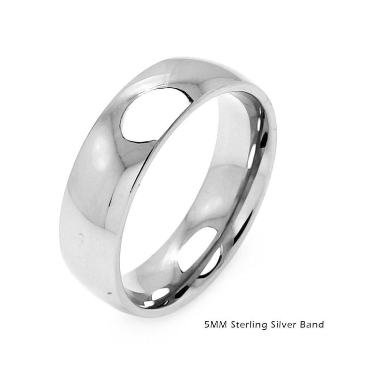 日本製　STERLING SILVER RING 5mm width High Polished Sterling Silver 5MM Plain Wedding Band Ring Size 8