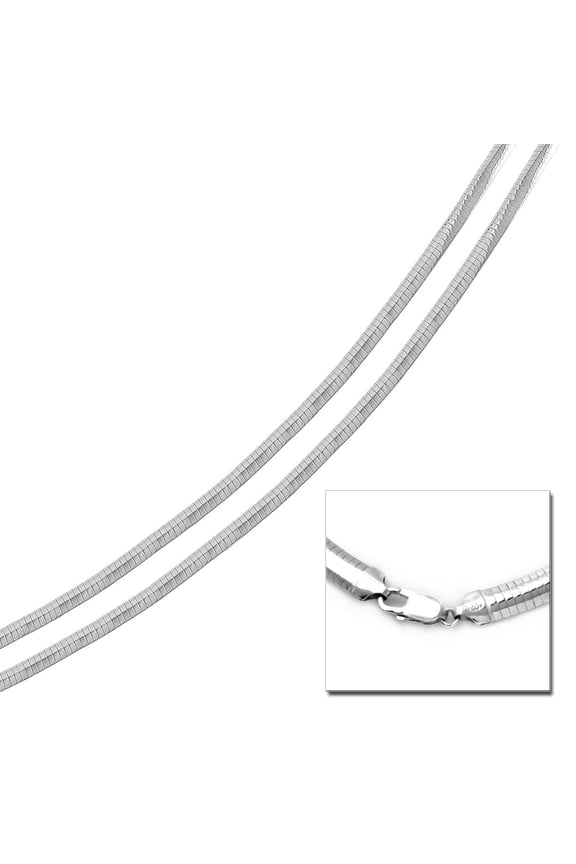 High Polished Sterling Silver Flat Omega Chain 2.5mm