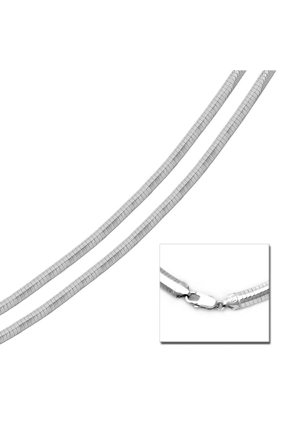High Polished Sterling Silver Flat Omega Chain 4mm