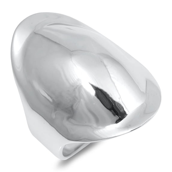 High Polished Sterling Silver Oval Design Ring Size 7