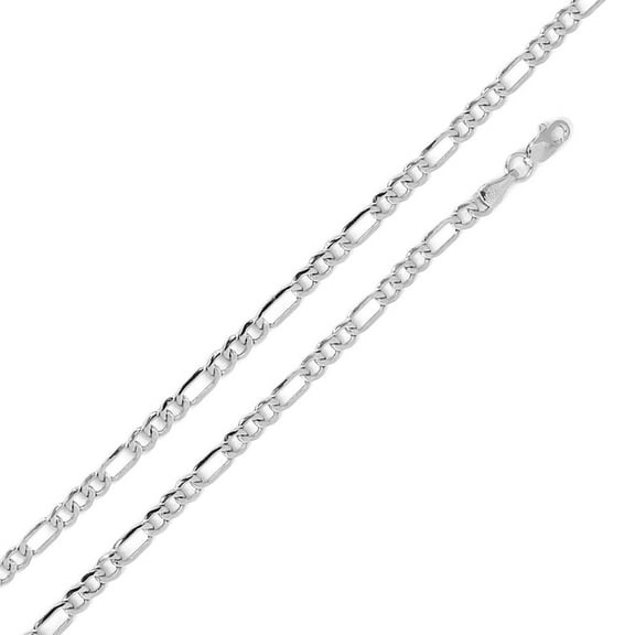 High Polished Sterling Silver Super Flat Figaro 100 Chain 4mm