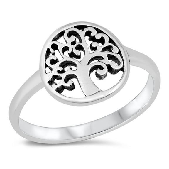 High Polished Tree of Life Swirl Ring .925 Sterling Silver Band Jewelry Female Male Unisex Size 10