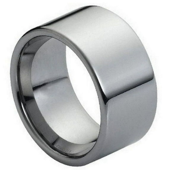 High Polished Tungsten Flat Pipe Cut Style 12MM Band Ring Size 13