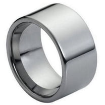 High Polished Tungsten Flat Pipe Cut Style 12MM Band Ring Size 14