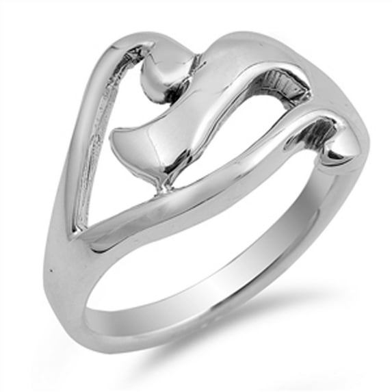 High Polished Wave Filigree Cutout Ring .925 Sterling Silver Band Jewelry Female Male Unisex Size 7