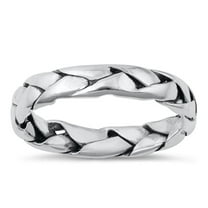 High Polished Woven Ring .925 Braided Sterling Silver Band Jewelry Female Male Unisex Size 6