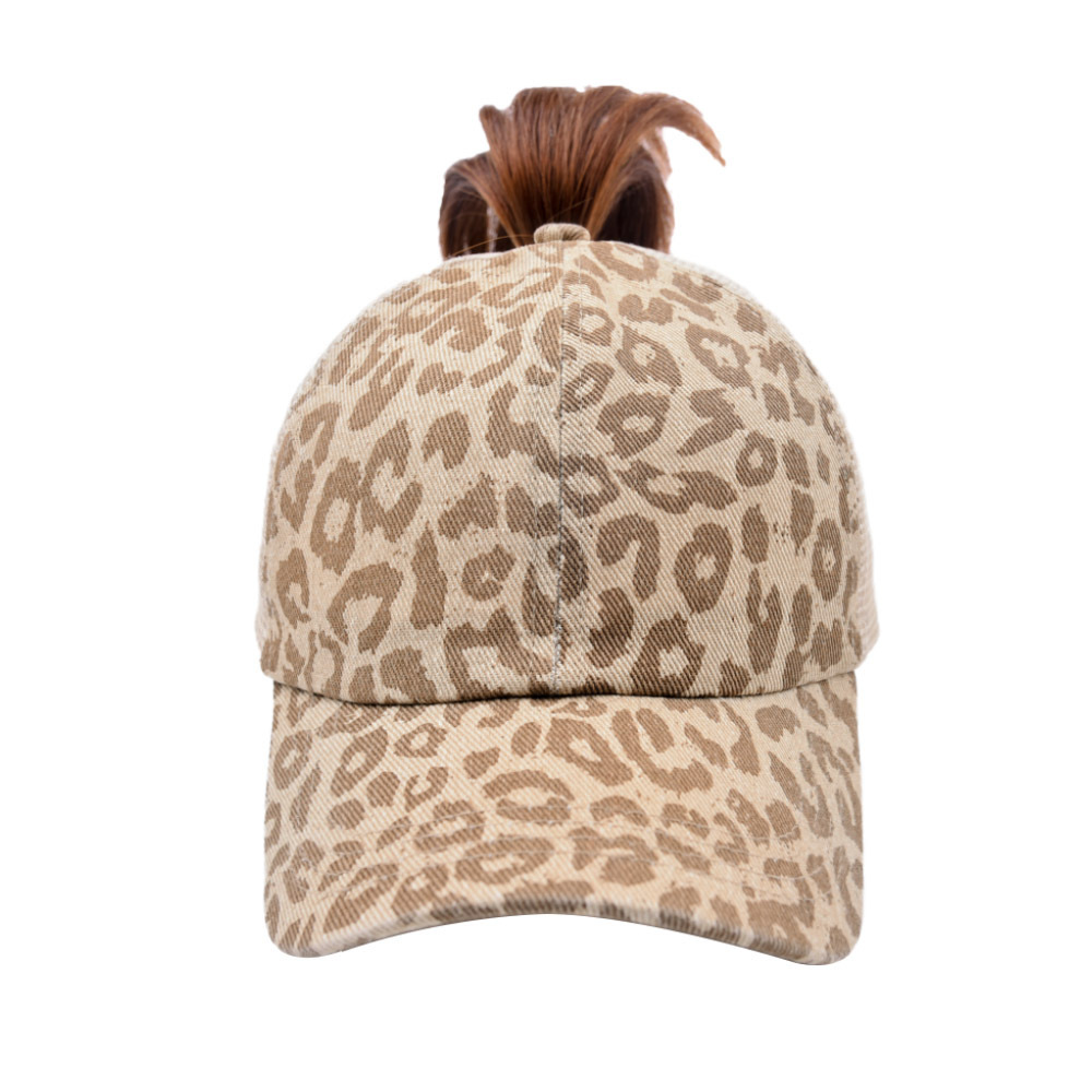 High Ponytail Hat Womens Leopard Print Baseball Cap Dad  display picture 2