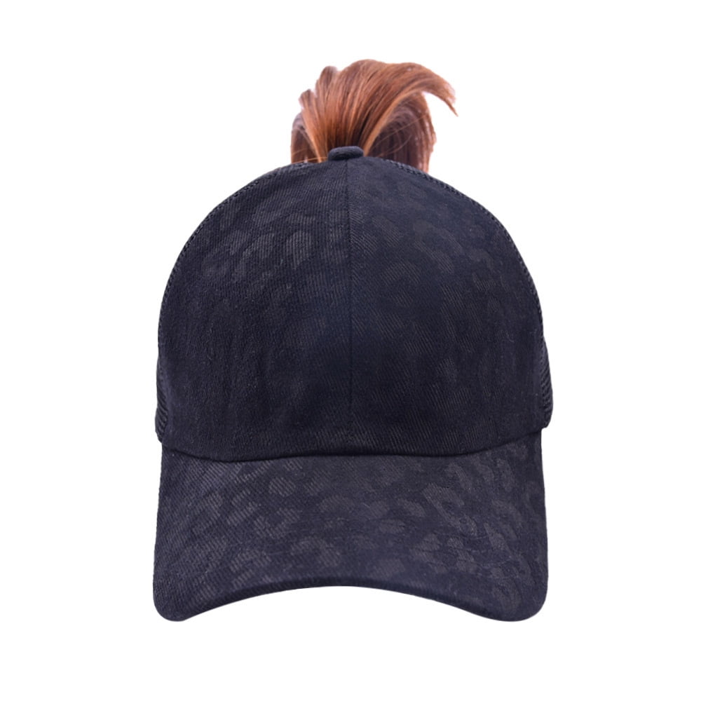 〽️Women Leopard Black High Ponytail Baseball Cap Trucker Bad Hair Day Adjustable Funky Junque Women main image 2