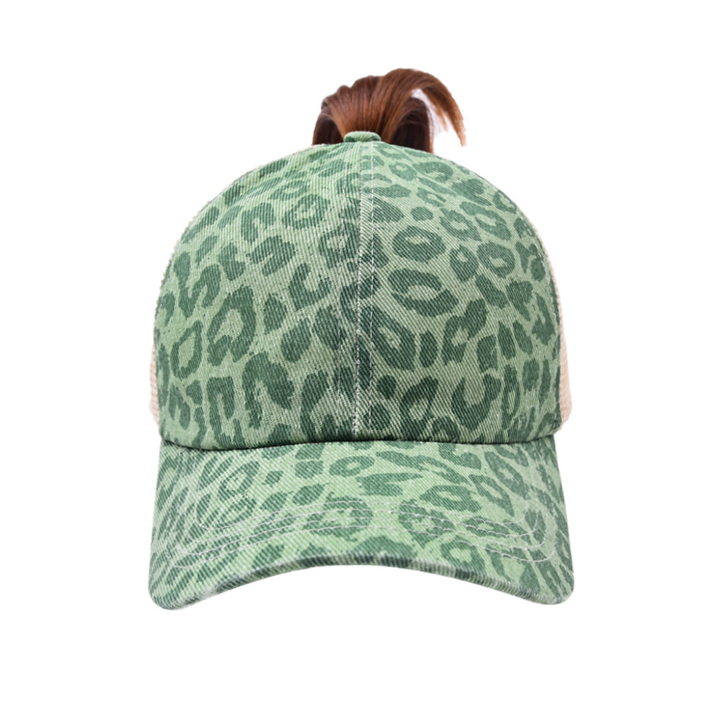 High Ponytail Hat Womens Leopard Print Baseball Cap Dad  display picture 2