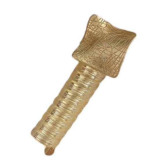 High Ponytail Small Spiral Hair Coil Phone Line Headwear Water Resistant Long Hair Tie Metal Flower Decor Hair Tie-Golden,Square