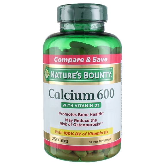 Nature's Bounty Dietary Calcium Tablets, 600 units, 250 Ct (2 pack)