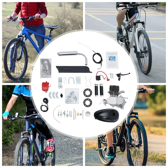 High-Power 2-Stroke Bicycle Engine Kit, 3.2kW Max, CDI Ignition, Sprocket Shifting, Includes Complete Mounting Accessories and Fuel Tank