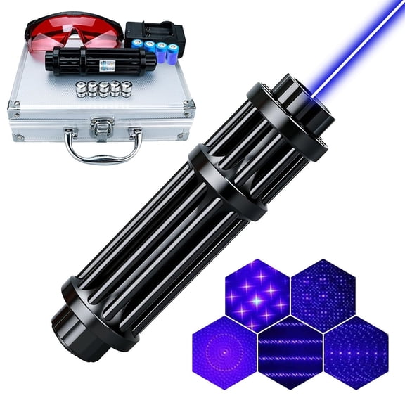High Power Blue Rechargeable LED Outdoor Flashlight, 6 Light Modes, Zoomable and Waterproof, Perfect for Camping, Hiking, and Fishing (Battery)