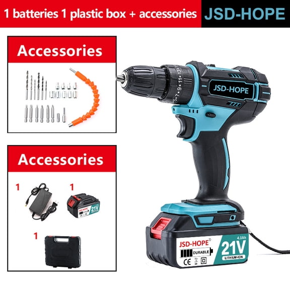 High-Power Brushless Cordless Drill/Driver, Multi-Function Lithium-ion Electric Screwdriver for Home Use