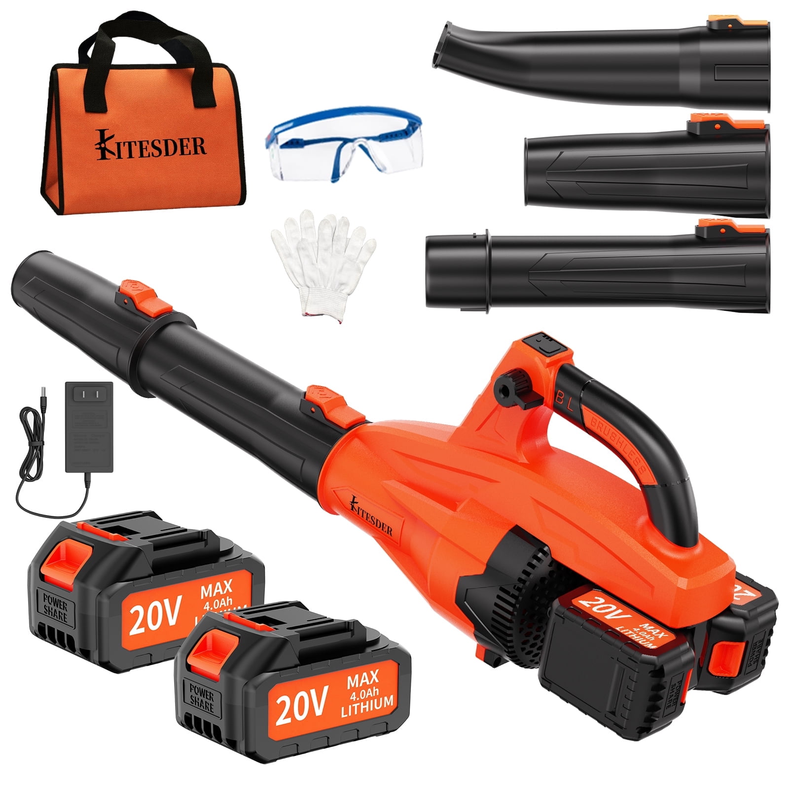 High Power Cordless Leaf Blower with Battery, 580CFM/160MPH, Extension Nozzle, Lightweight Portable for Lawn Yard Snow Pet Hair, Ideal Christmas Gift, Local Warehouse Shipping