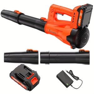 High Power Cordless Leaf Blower with Battery, 580 CFM, Extended Nozzle, Lightweight Rechargeable Blower for Yard Snow Pet Hair Cleaning, Holiday Gift