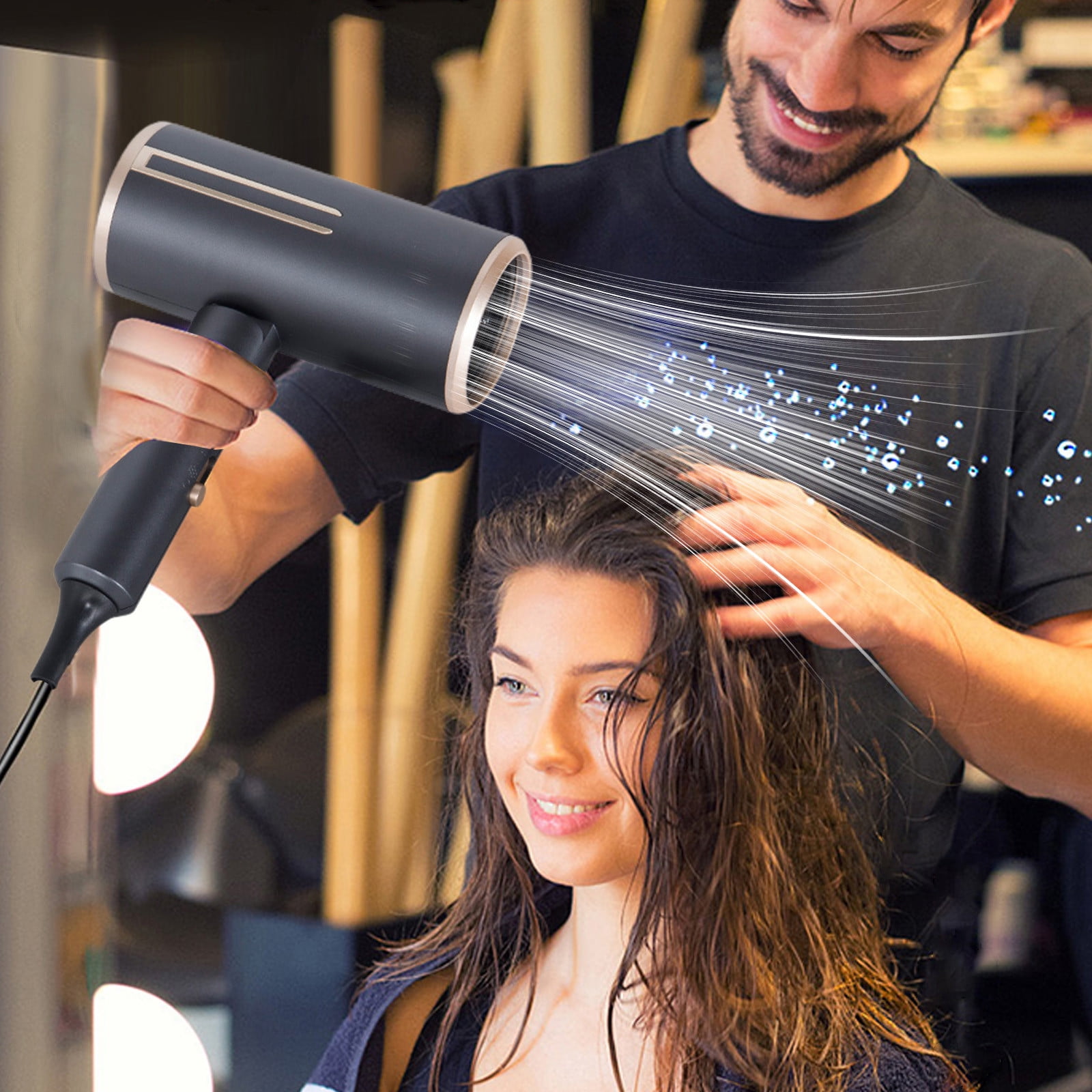 High-Power Hair Dryer, Home And Salon Use, Hot Wind Comb, Low Radiation, Ionic, 3 Wind Speeds, 3 Temperatures, Intelligent Temperature Control, Fast Drying, Portable