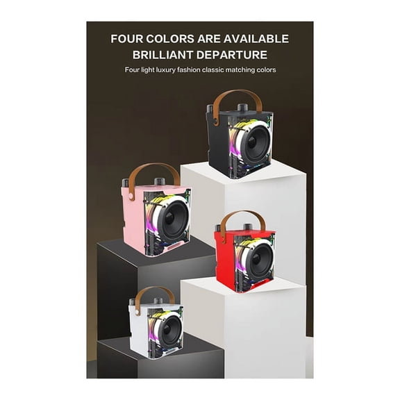High Power Karaoke Bluetooth Speaker Music Rhythm Light Stereo Surround Wireless Subwoofer with Dual Microphone Pink