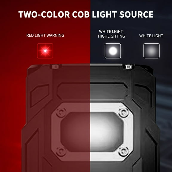 High-Power LED Flashlight with Magnetic Base | 1200mAh Battery & Digital Display | COB Floodlight for Auto Repair, Camping & Emergency Use | USB-C Charging