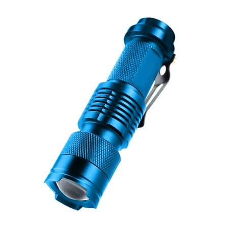 High Power LED Flashlight Rechargeable Zoomable 3 Modes Blue Light Metal Body Compact for Outdoor Running Hunting Camping